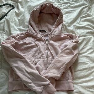 Brandy Melville cropped light pink zip up - one size